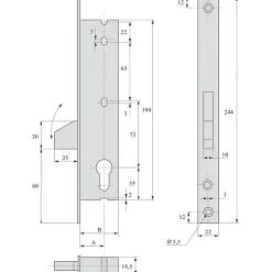 Stremler Assa Abloy Serrure monopoint pêne dormant à bascule 36mm - STREMLER - 2362.36.0