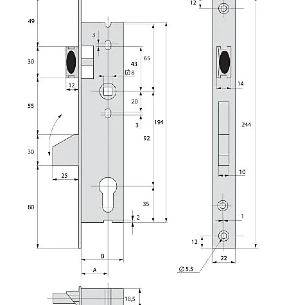 Stremler Assa Abloy Serrure monopoint pêne dormant à bascule et demi-tour 41mm - STREMLER - 2360.41.0