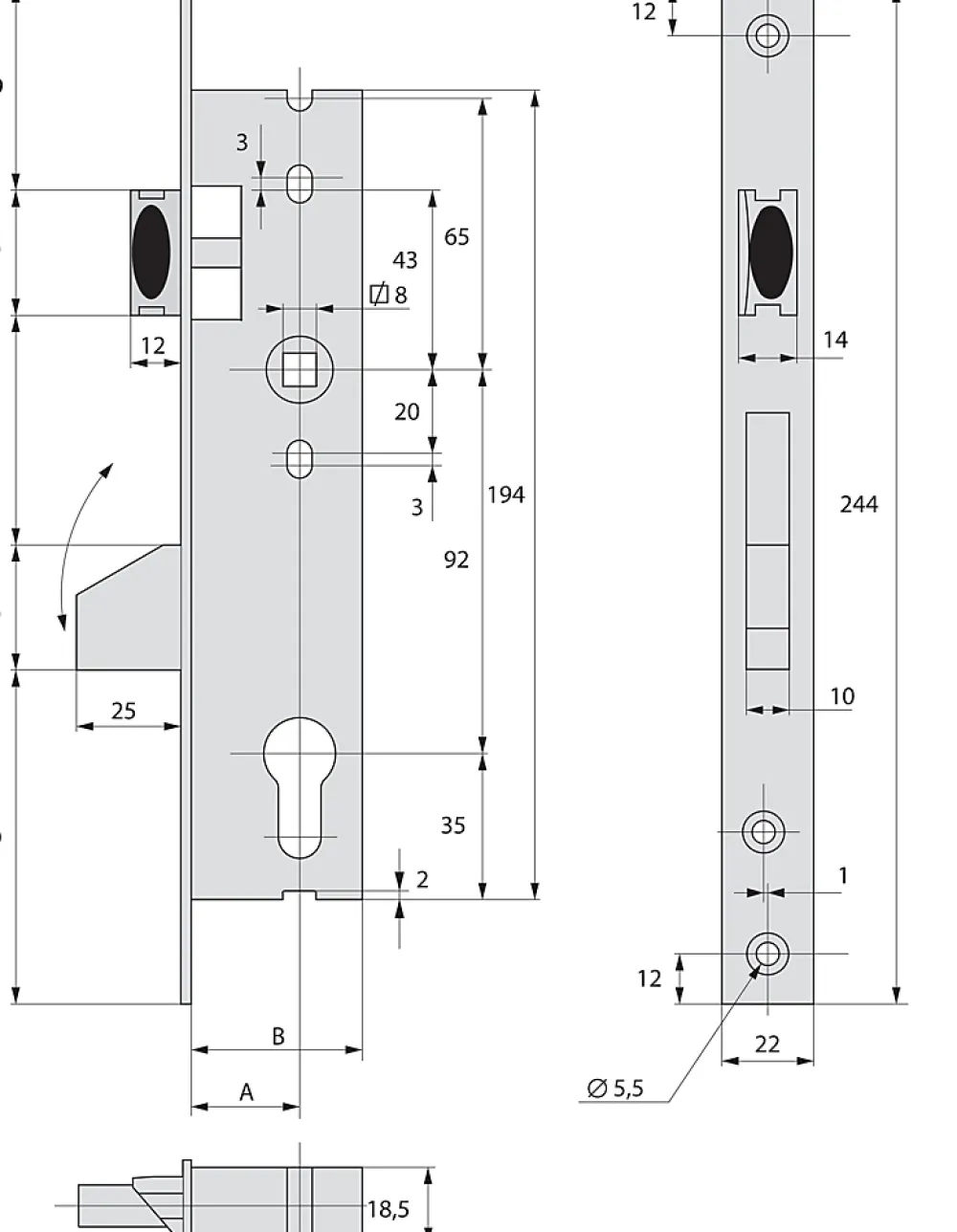 Stremler Assa Abloy Serrure monopoint pêne dormant à bascule et demi-tour 41mm - STREMLER - 2360.41.0
