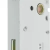 Bricard Serrure De Porte-Serrure à mortaiser pêne dormant demi-tour pour porte de chambre, axe 50 mm, carré de 7, coloris blanc. Bouts ronds.