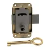 Diall Serrure De Meuble|Serrure De Meuble-Serrure à patte axe 25 l. 45 mm x H. 50 mm x ep. 10 mm acier laitonné