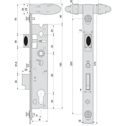 Stremler Assa Abloy Serrure piscine monopoint double manoeuvre pêne dormant demi-tour 39mm - STREMLER - 2268.39.0