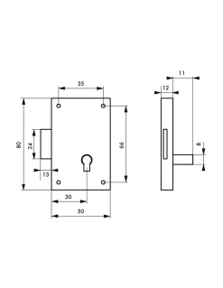 Thirard Serrure De Meuble|Serrure De Meuble-Serrure pour meuble, acier poli, 50 mm, droite, 1 clé -
