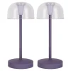 Näve Set de 2 lampes de table LED rechargeables Gomba extérieur intérieur métal plastique couleur mûre hauteur 18,5cm