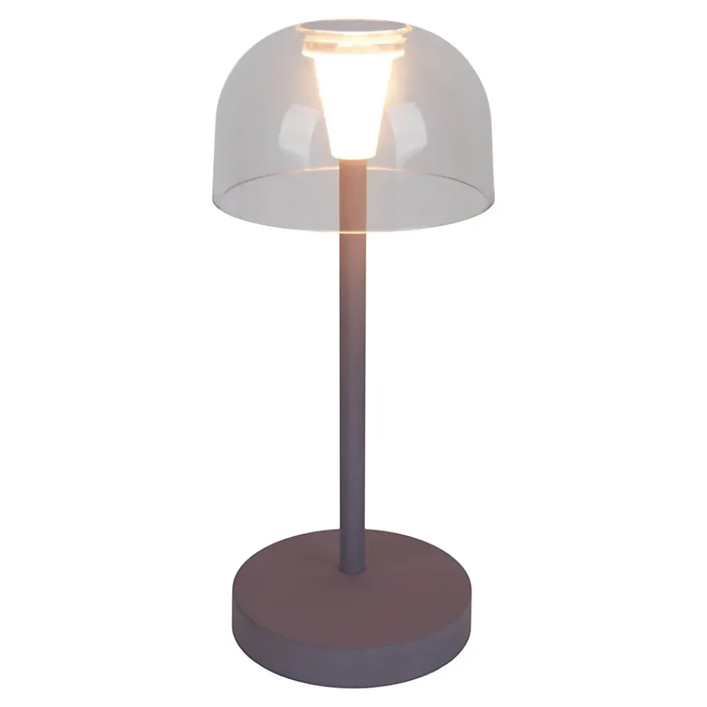 Näve Set de 2 lampes de table LED rechargeables Gomba extérieur intérieur métal plastique couleur mûre hauteur 18,5cm