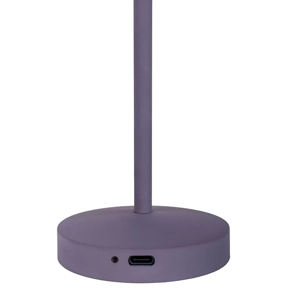 Näve Set de 2 lampes de table LED rechargeables Gomba extérieur intérieur métal plastique couleur mûre hauteur 18,5cm