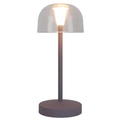 Näve Set de 2 lampes de table LED rechargeables Gomba extérieur intérieur métal plastique couleur mûre hauteur 18,5cm