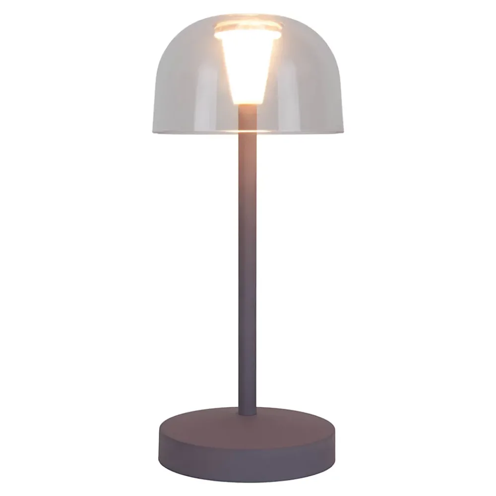 Näve Set de 2 lampes de table LED rechargeables Gomba extérieur intérieur métal plastique couleur mûre hauteur 18,5cm