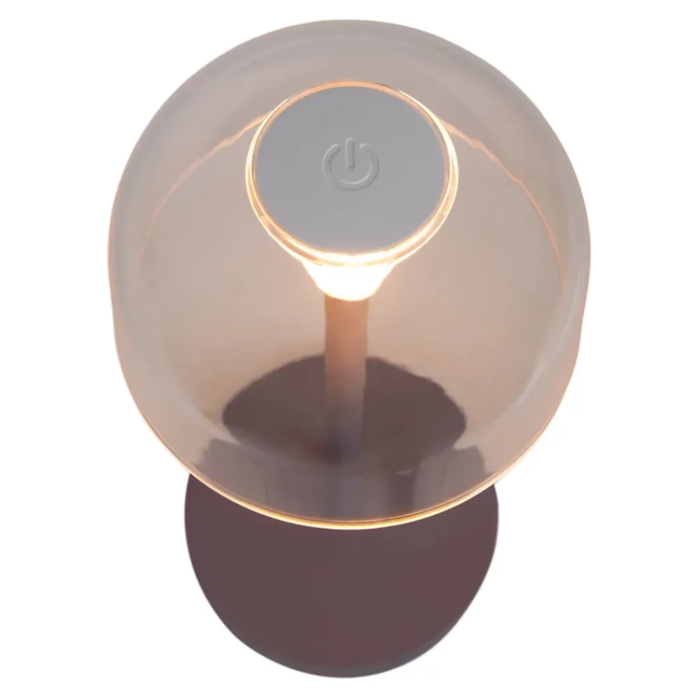 Näve Set de 2 lampes de table LED rechargeables Gomba extérieur intérieur métal plastique couleur mûre hauteur 18,5cm