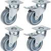 Parnells Set de 4 - 75mm GREY RUBBER SWIVEL CASTOR 70Kg (2pc) & 75mm GREY RUBBER BRAKE CA