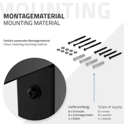 Ml-Design Equerre De Fixation-Set de 2x consoles murales support d'étagères en acier noir mat 450x150x30 mm