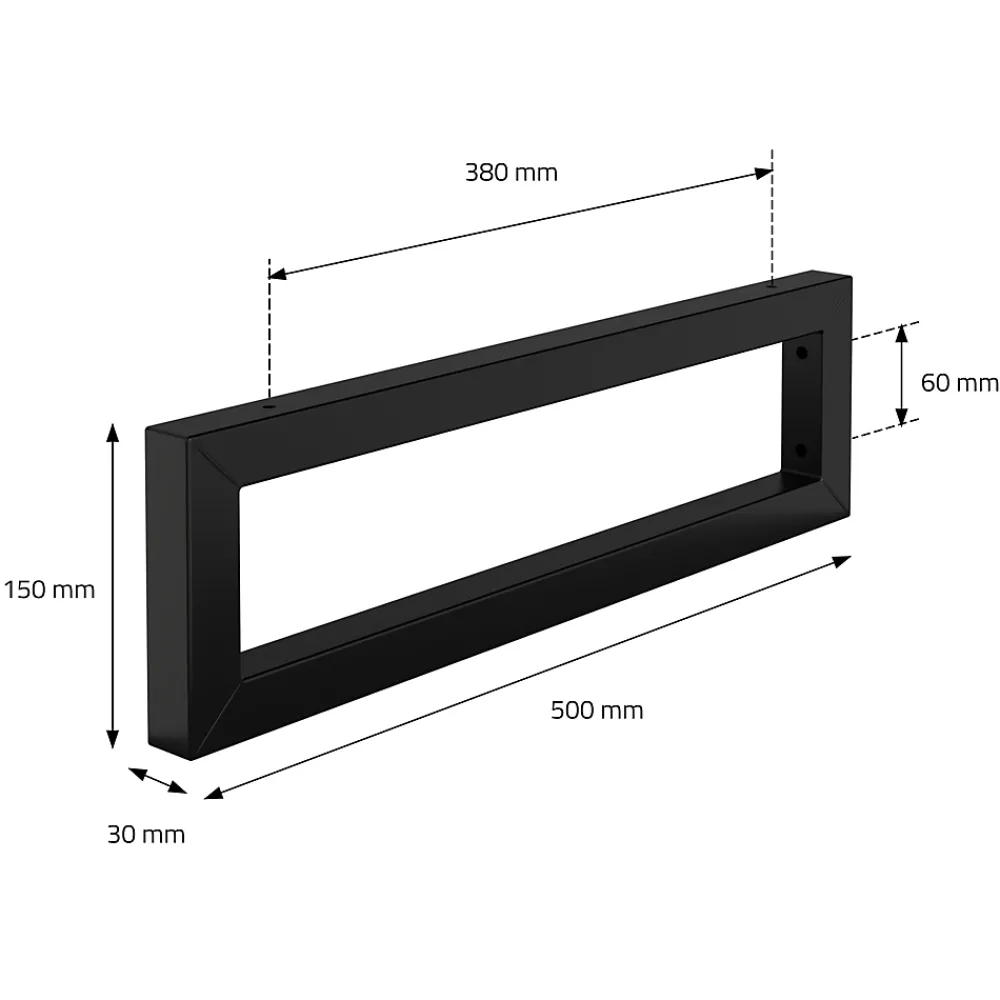 Ml-Design Equerre De Fixation-Set de 2x consoles murales support d'étagères en acier noir mat 500x150x30 mm