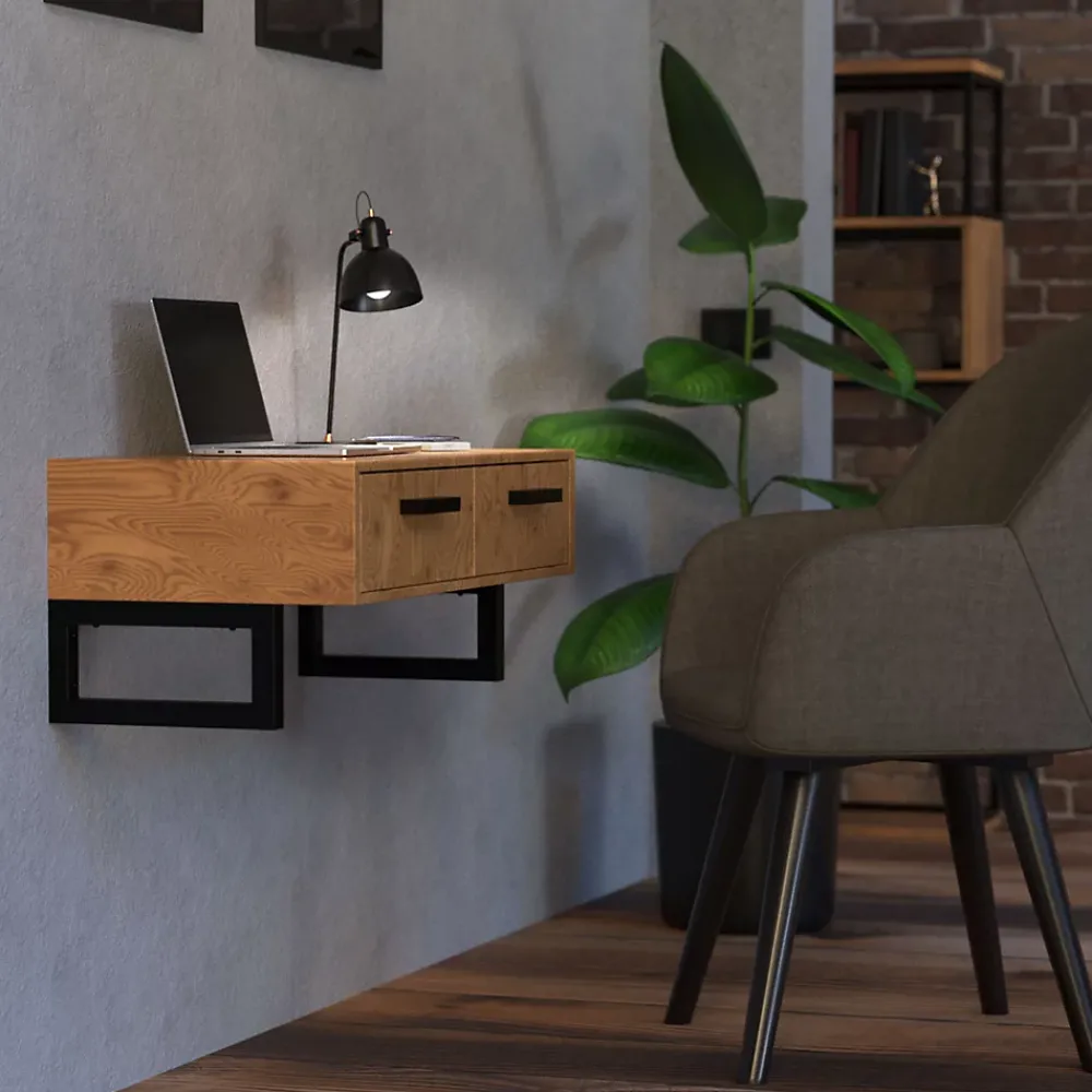 Ml-Design Equerre De Fixation-Set de 2x consoles murales support d'étagères en acier noir mat 500x150x30 mm