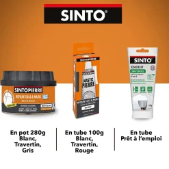 Sinto Mastic, Cartouche Joint Et Silicone-pierre travertin, la boite de 170 ml