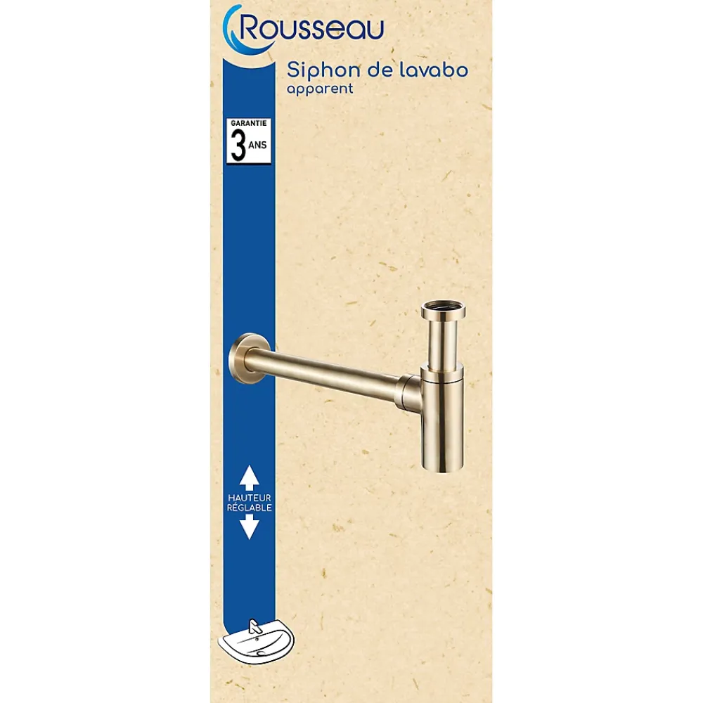 Rousseau Siphon de lavabo réglable laiton brossé 70mm