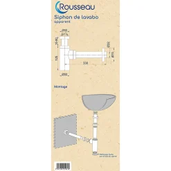 Rousseau Siphon de lavabo réglable laiton brossé 70mm