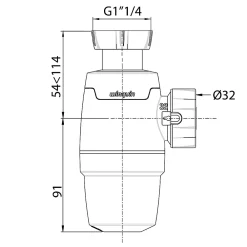 Wirquin Siphon de lavabo NEO 30722152 Ø d'entrée 1’’1/4, Ø de sortie 32 mm garde d'eau 50 mm