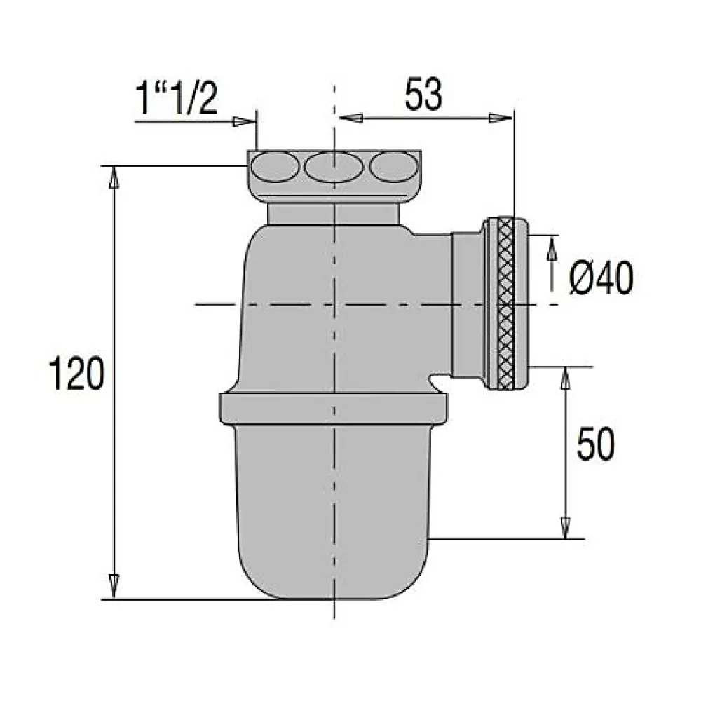 Valentin Siphon evier non réglable sortie D40 laiton brut - - 36620000900