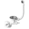 Wirquin Evacuation D'Évier|Siphon Pour Évier-Siphon extra-plat réglable blanc 90mm avec bouchon et trop-plein