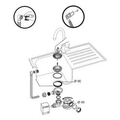 Wirquin Evacuation D'Évier|Siphon Pour Évier-Siphon extra-plat réglable blanc 90mm avec bouchon et trop-plein
