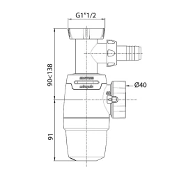 Wirquin Siphon Neo pour évier 40mm avec raccord pour lave-vaisselle ou machine à laver