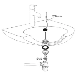 Wirquin Evacuation De Lavabo-Vasque|Bonde Pour Lavabo-Siphon réglable blanc 32mm et bonde à bouchon