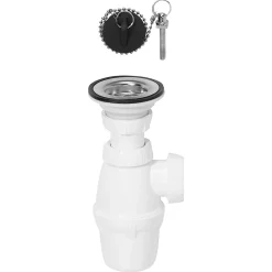 Wirquin Evacuation De Lavabo-Vasque|Bonde Pour Lavabo-Siphon réglable blanc 32mm et bonde à bouchon