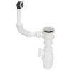 Wirquin Evacuation De Lavabo-Vasque|Siphon Pour Lavabo-Siphon réglable blanc 32mm et trop-plein circulaire