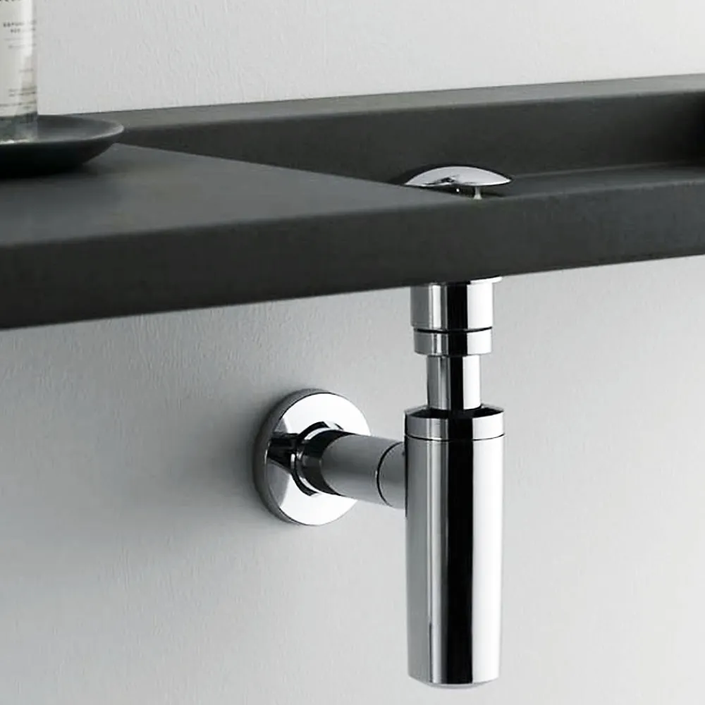 Pipe Wc-Siphon rond MIN avec finition chromée brillante en laiton Kibath