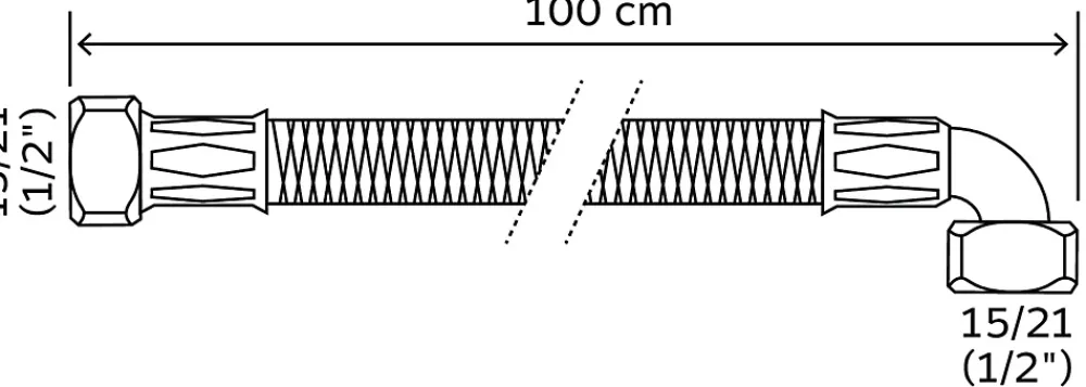 Somatherm for you Flexible Robinetterie-- Flexible sanitaire - Double écrou tournant 1/2 dont 1 coudé - 1000mm - DN10