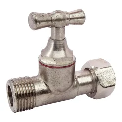 Somatherm for you Robinet Chasse D'Eau-- Robinet d'arrêt droit pour WC - 3/8 - Tête à clapet - Laiton nickelé