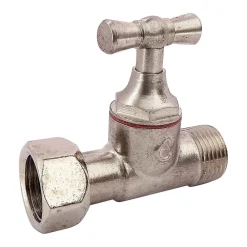 Somatherm for you Robinet Chasse D'Eau-- Robinet de WC 1/4 de tour droit nickelé brut M12/17 - Ecrou Prisonnier 12/17