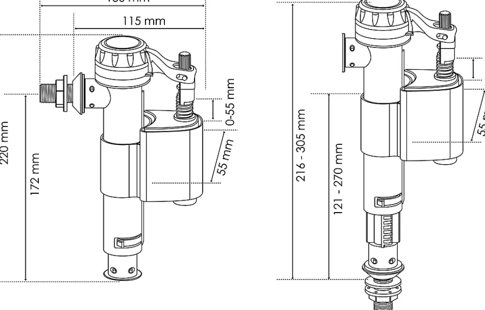 Somatherm for you Flotteur Chasse D'Eau-- Robinet flotteur réversible pour alimentation WC - Raccord laiton M12/17 (3/8 )