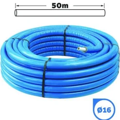 Somatherm for you - Tube multicouche D16 isolé bleu en couronne 50m - Isolant 8mm