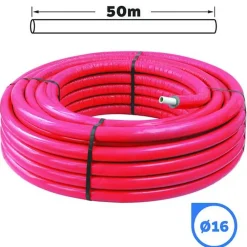 Somatherm for you Tube Et Raccord Multicouche-- Tube multicouche D16 isolé rouge en couronne 50m - Isolant 8mm