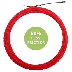 Tecnid Gaine Électrique-Sonde tire-fils à câble hélicoïdal, rouge, diam. 4,2 mm, 15 mètres, avec bornes M5 interchangeables