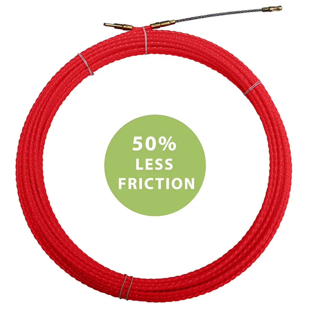 Tecnid Gaine Électrique-Sonde tire-fils à câble hélicoïdal, rouge, diam. 4,2 mm, 15 mètres, avec bornes M5 interchangeables