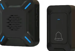 Deko Sonnette Et Carillon-Sonnette extérieure sans fil étanche, voyant LED, portée 300 m, volume réglable sur 5 niveaux, 58 sonneries (noir)