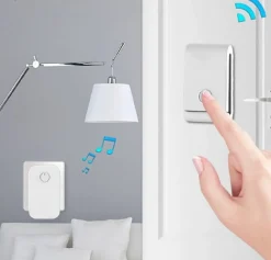 Deko Sonnette Et Carillon-Sonnette électronique étanche à 200 m, 1 récepteur de sonnette enfichable avec 1 émetteur cinétique