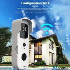 Somlife Visiophone-Sonnette portier HD app tuya smart life autonome sans fils alerte direct smartphone, vision nocture carillon fourni