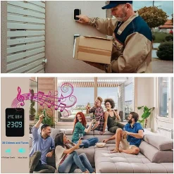 Deko Sonnette sans fil extérieure automatique étanche sans pile monobloc