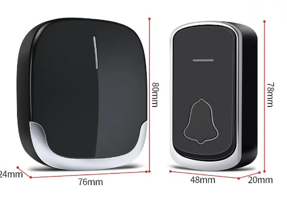 Deko Sonnette sans fil 300 m, 36 mélodies, 4 niveaux de volume, avec lampe torche LED, noire