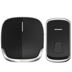 Deko Sonnette sans fil 300 m, 36 mélodies, 4 niveaux de volume, avec lampe torche LED, noire
