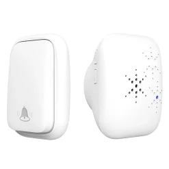 Deko Sonnette sans fil étanche IP68, auto-alimentée, portée de 100 m, blanche