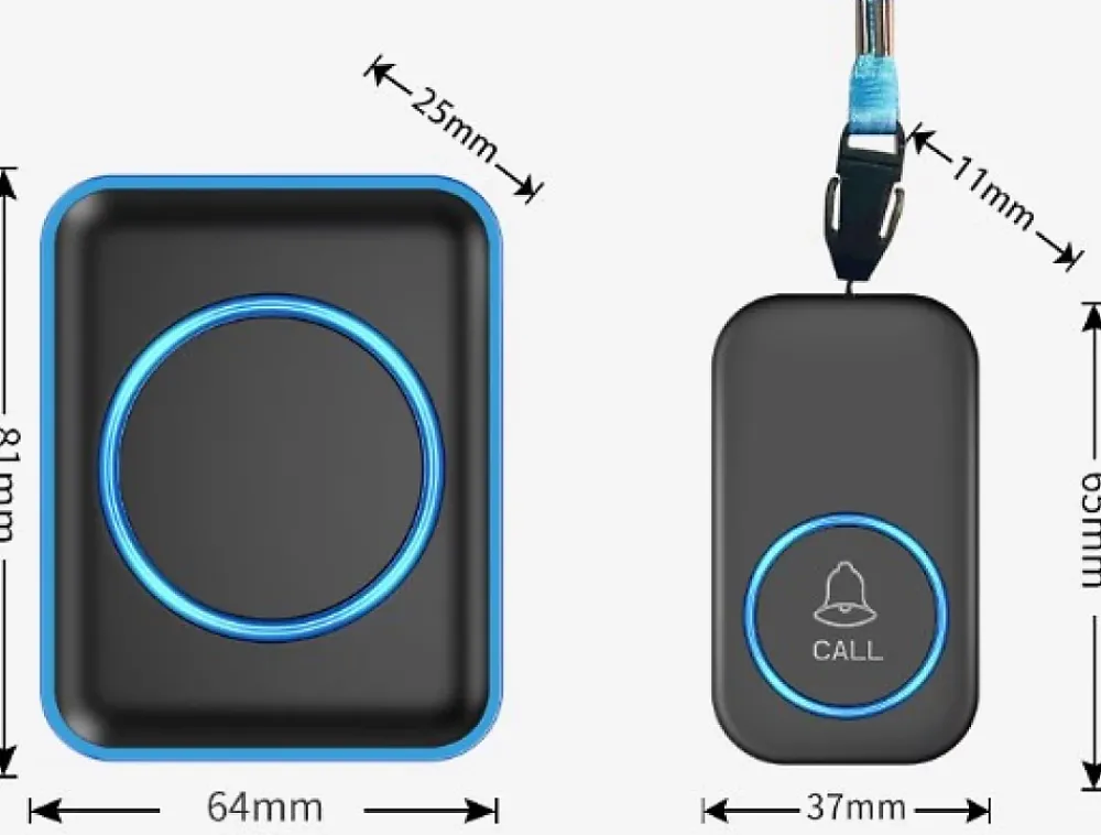 Deko Sonnette sans fil étanche - Portée 300 m - 60 mélodies - Pour jardin, maison, bureau