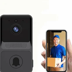 Deko Sonnette Et Carillon-Sonnette vidéo sans fil, compatible avec sonnette intelligente, connexion sans fil, caméra 1080p (avec batterie)