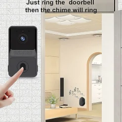 Deko Sonnette Et Carillon-Sonnette vidéo sans fil, compatible avec sonnette intelligente, connexion sans fil, caméra 1080p (avec batterie)