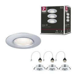 Paulmann Spot encastré Kit de 3 fixe rond 90mm GU10 max. 3x10W 230V gradable Chrome mat