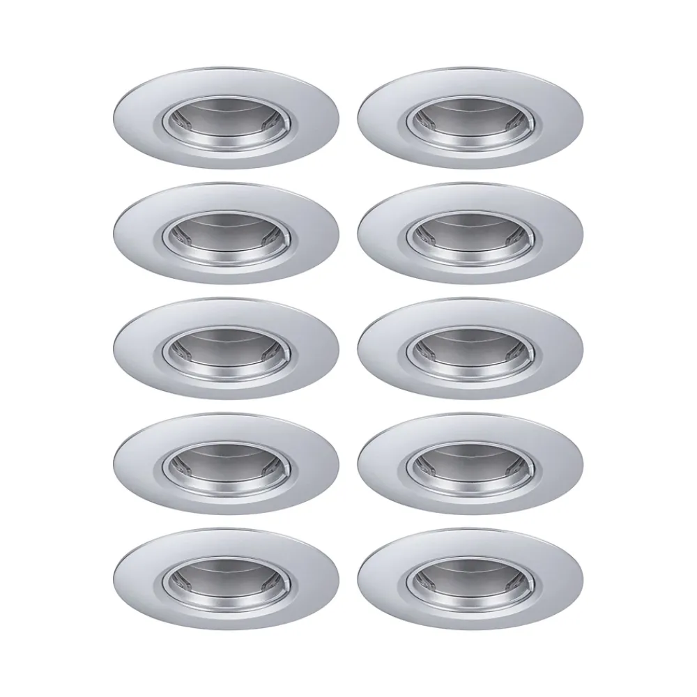 Paulmann Spot encastré Kit de 10 fixe rond 90mm GU10 max. 10x10W 230V gradable Chrome mat