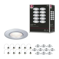 Paulmann Spot encastré Kit de 10 fixe rond 90mm GU10 max. 10x10W 230V gradable Chrome mat